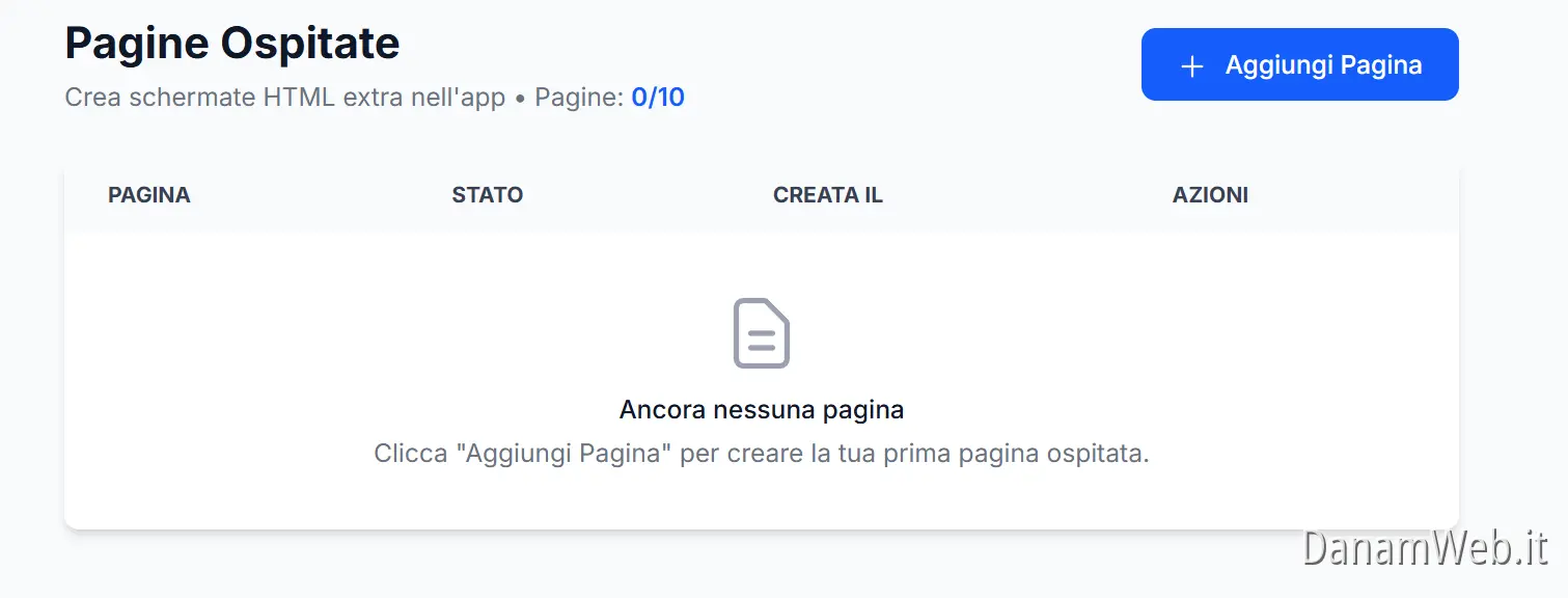 Crea pagine statiche nell'app